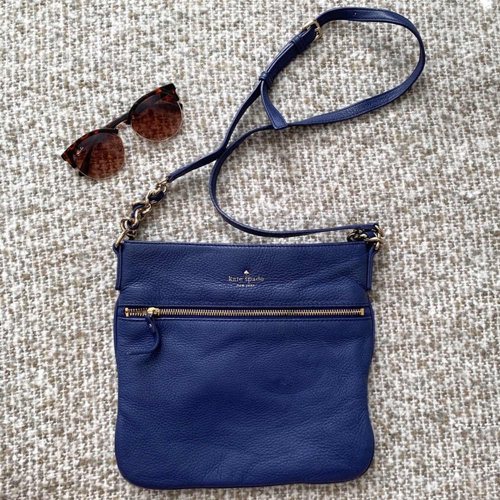kate spade Navy Leather Crossbody with Gold Hardware